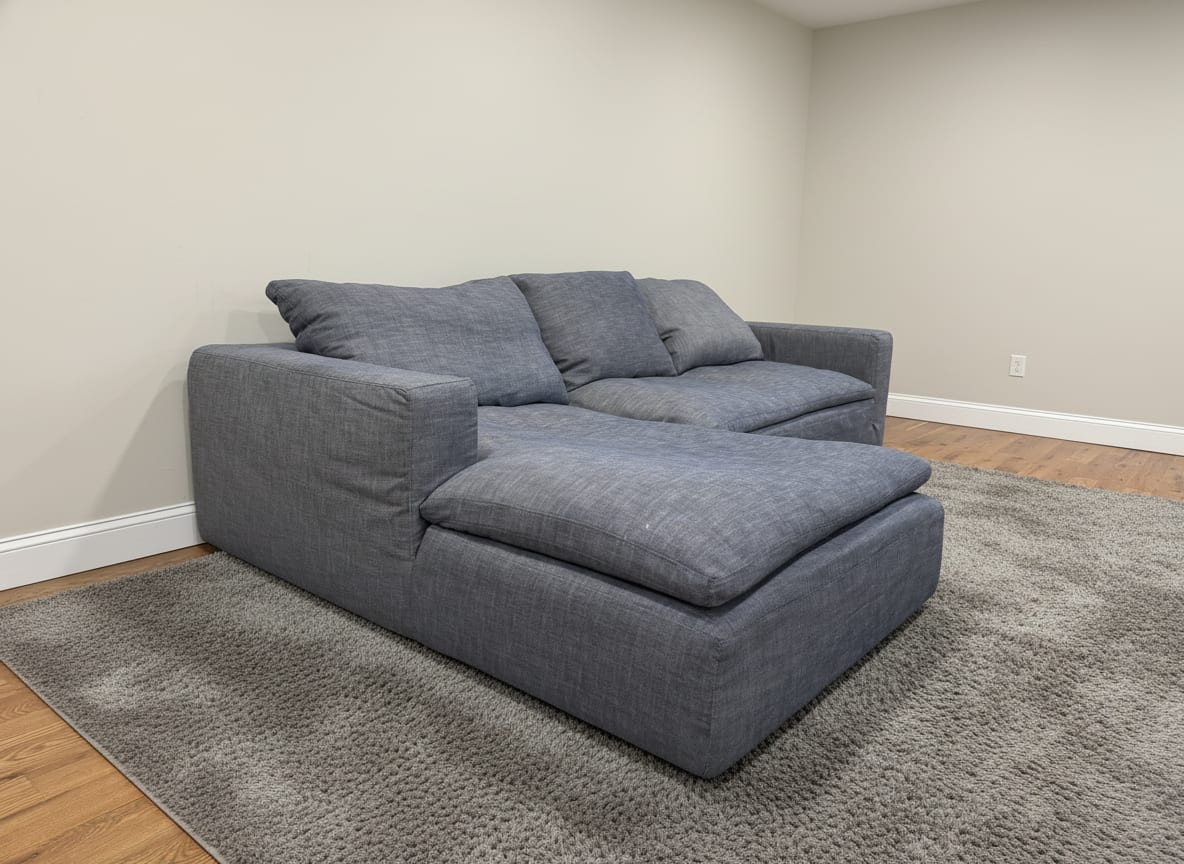 RH Cloud L-shaped sectional in gray-blue