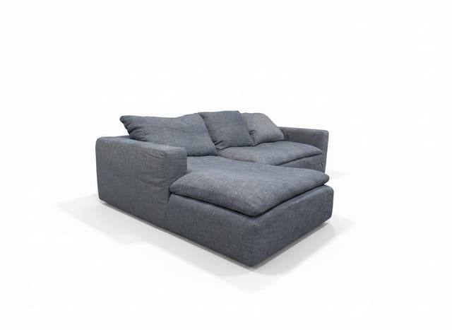 RH Cloud L-shaped sectional in gray-blue on white background