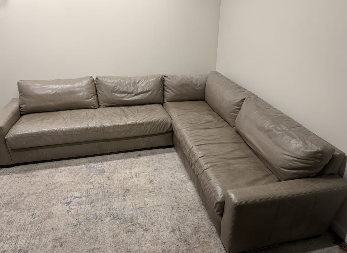 Maxwell leather sectional, side view