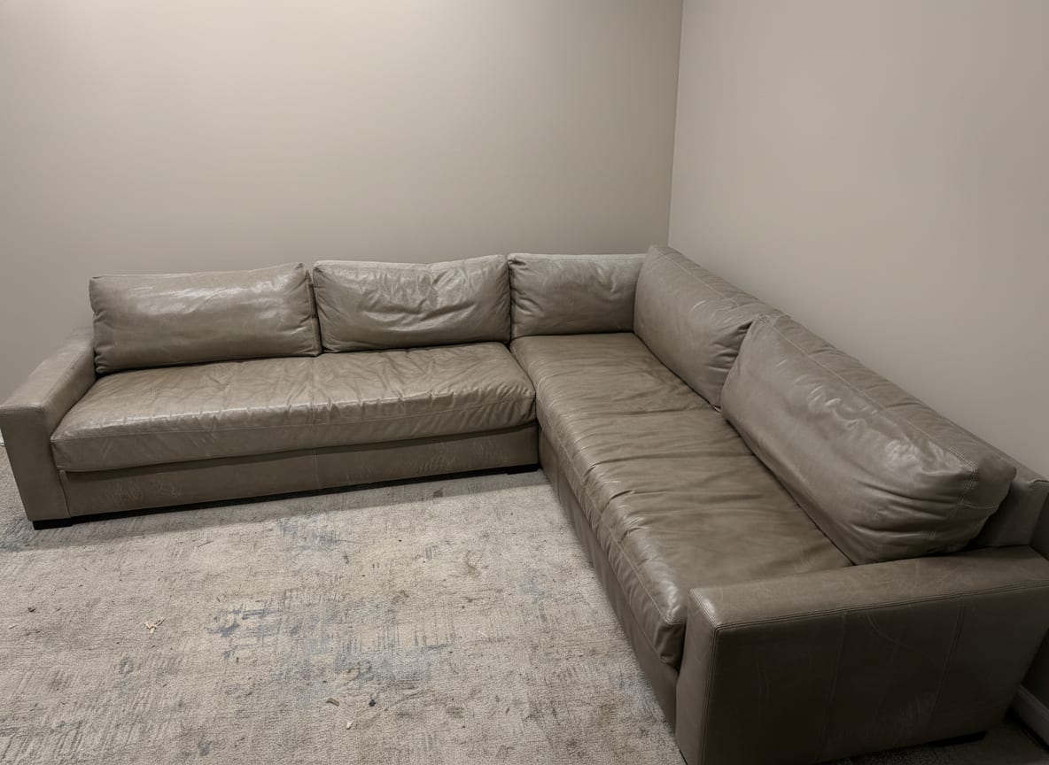 Maxwell leather sectional, wide view