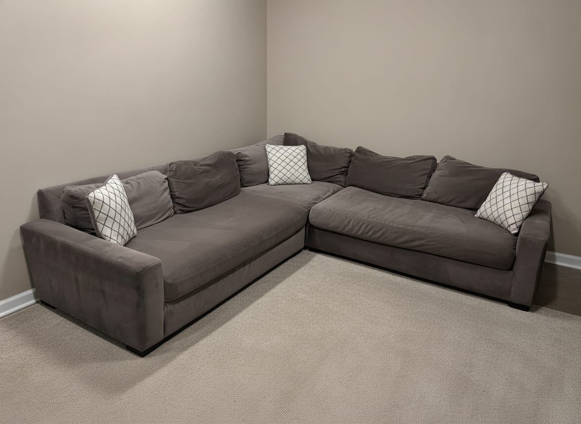 Gray Maxwell Luxe sectional from another angle