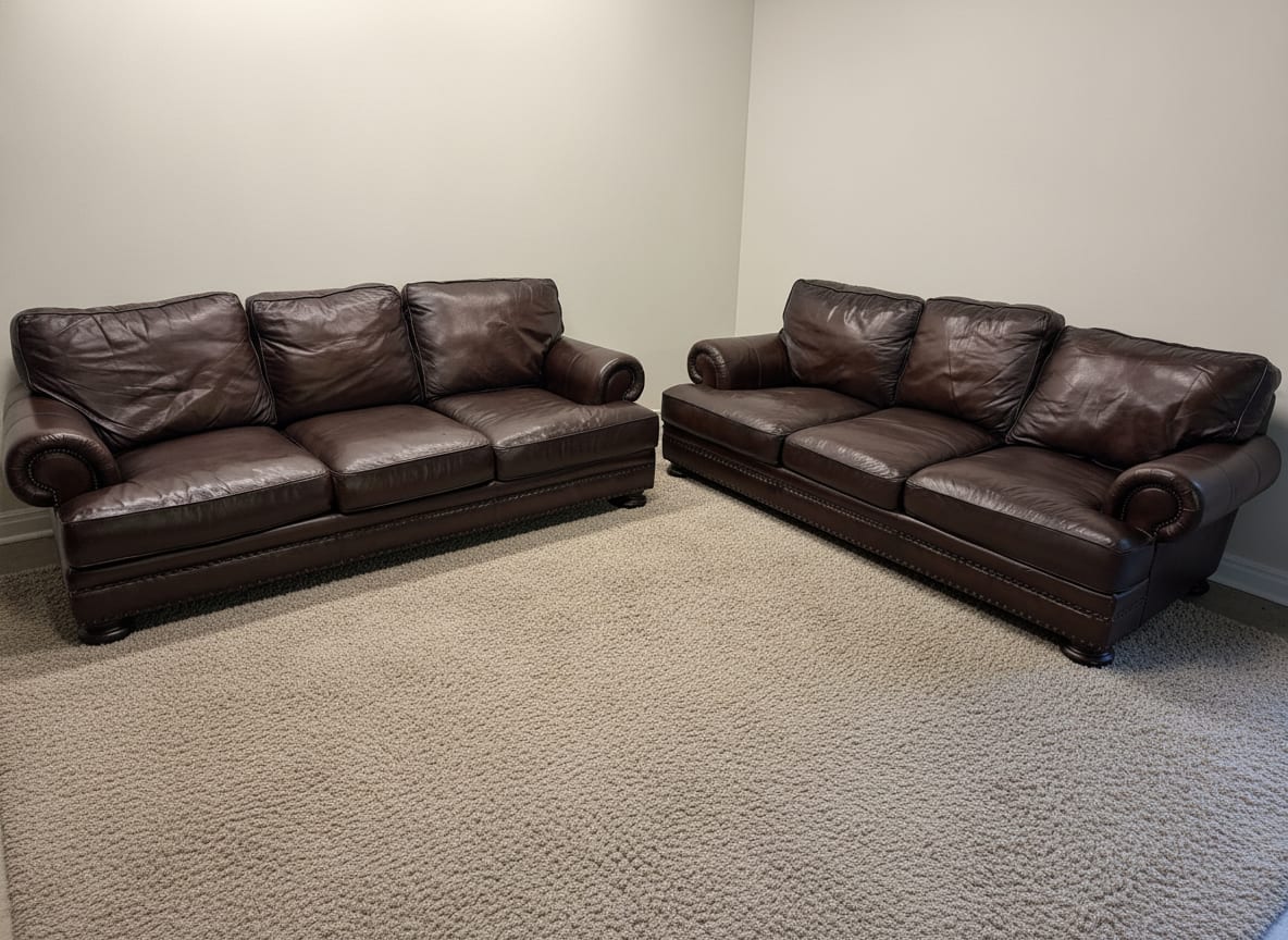 Bernhardt Foster leather sofa set, both sofas