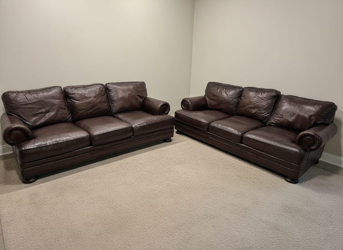 Bernhardt Foster leather sofa, front view
