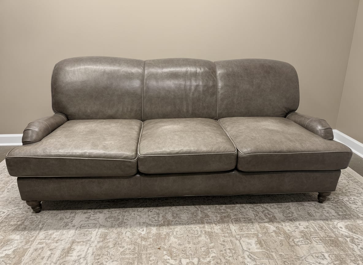 Arhaus leather sofa from another angle