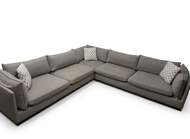 Arhaus Norwood 3-piece corner sectional in heathered gray boucle on white background